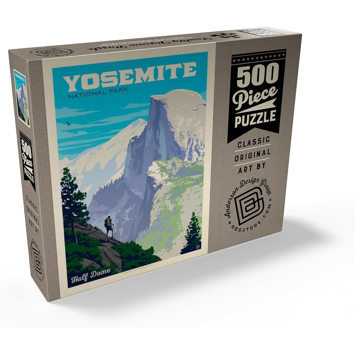 MyPuzzle Yosemite National Park: Half Dome Vista, Vintage Poster - Premium 500 Piece Jigsaw Puzzle for Adults