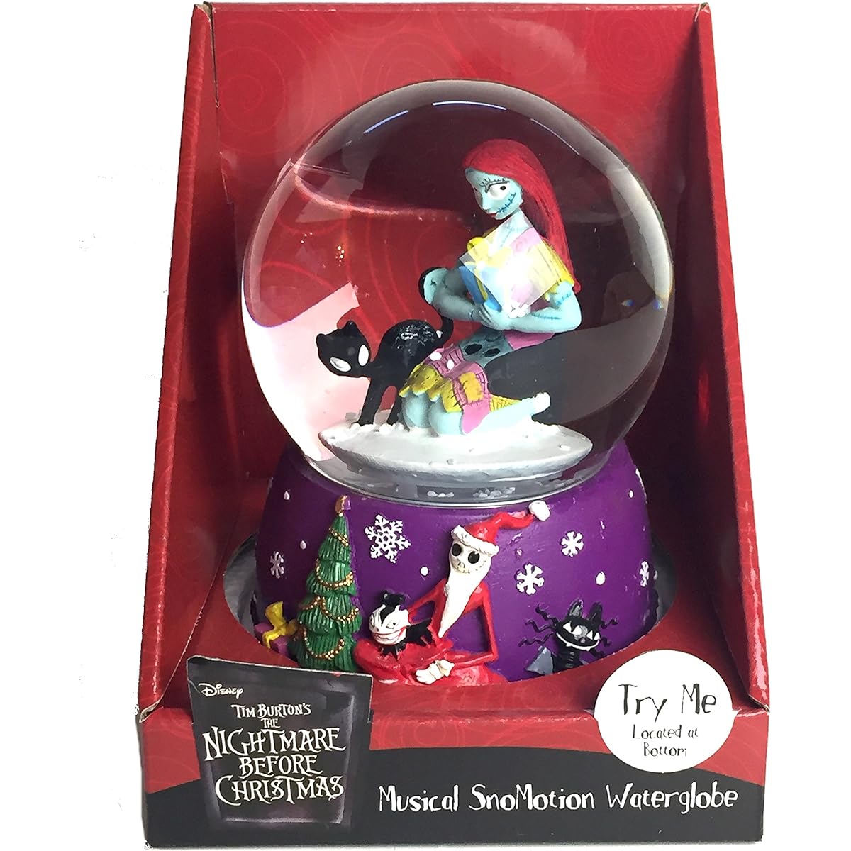 Sally and Black Cat Musical SnoMotion Waterglobe - Nightmare Before Christmas Snowglobe