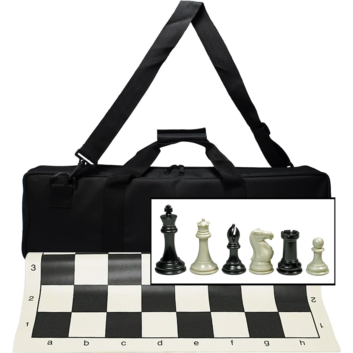 Ultimate Tournament Chess Set with New Silicone Chess Mat, Canvas Bag and Super Triple Weighted Chessmen with 4" King