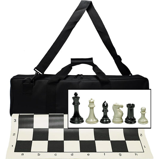 Ultimate Tournament Chess Set with New Silicone Chess Mat, Canvas Bag and Super Triple Weighted Chessmen with 4" King
