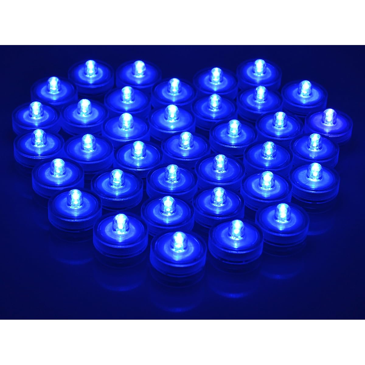 Samyo Set of 36 Waterproof Wedding Submersible Battery LED Tea Lights Underwater Sub Lights- Wedding Centrepieces Party Decorate (Blue)
