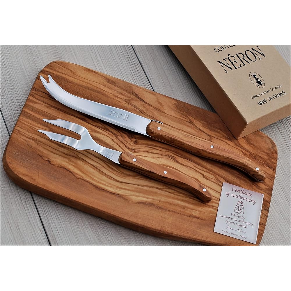 Raieur Olive Handle Cheese Knife Fork Set GIFT Boxed Made in France NERON
