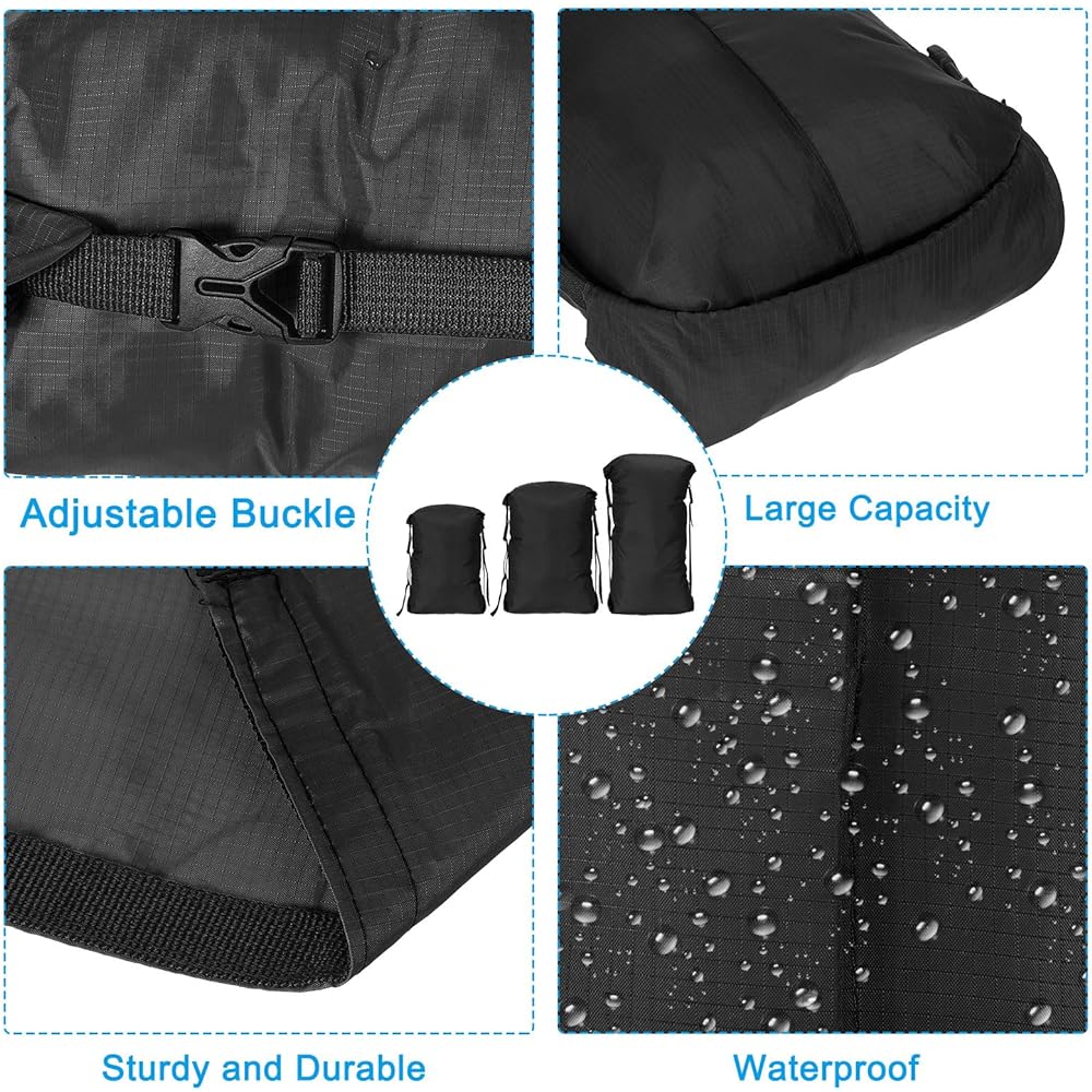 PATIKIL CCTV01 Compression Storage Bag S/M/L Size Set of 3 Waterproof Sleeping Bag Storage Bag Backpacking Camping Portable Compression Bag Black