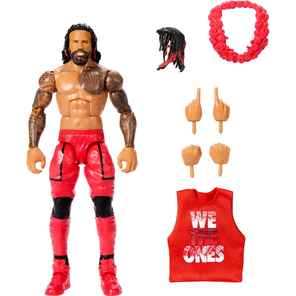 WWE Elite Action Figure & Accessories, 6-Inch Collectible Jimmy USO Articulated, Authentic Look, Interchangeable Hands