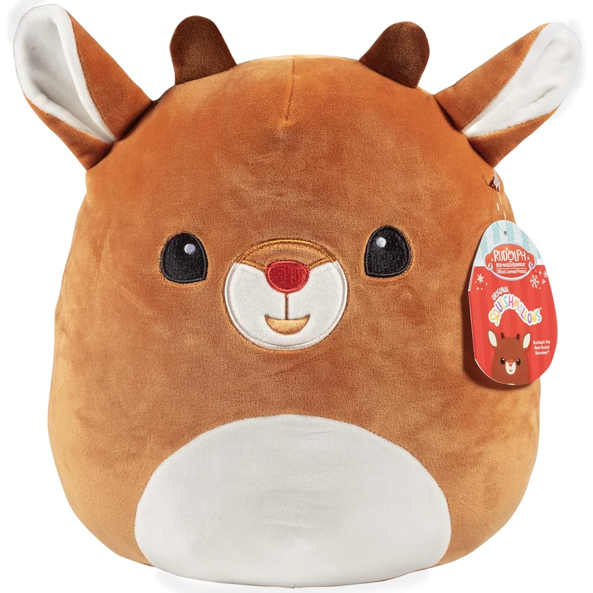 SQUISHMALLOW 12" Red Nosed Reindeer - Official Kelly Toy Plush Toy - Soft and Fluffy Stuffed Deer - Great Gift for Kids - Ages 2 and Up