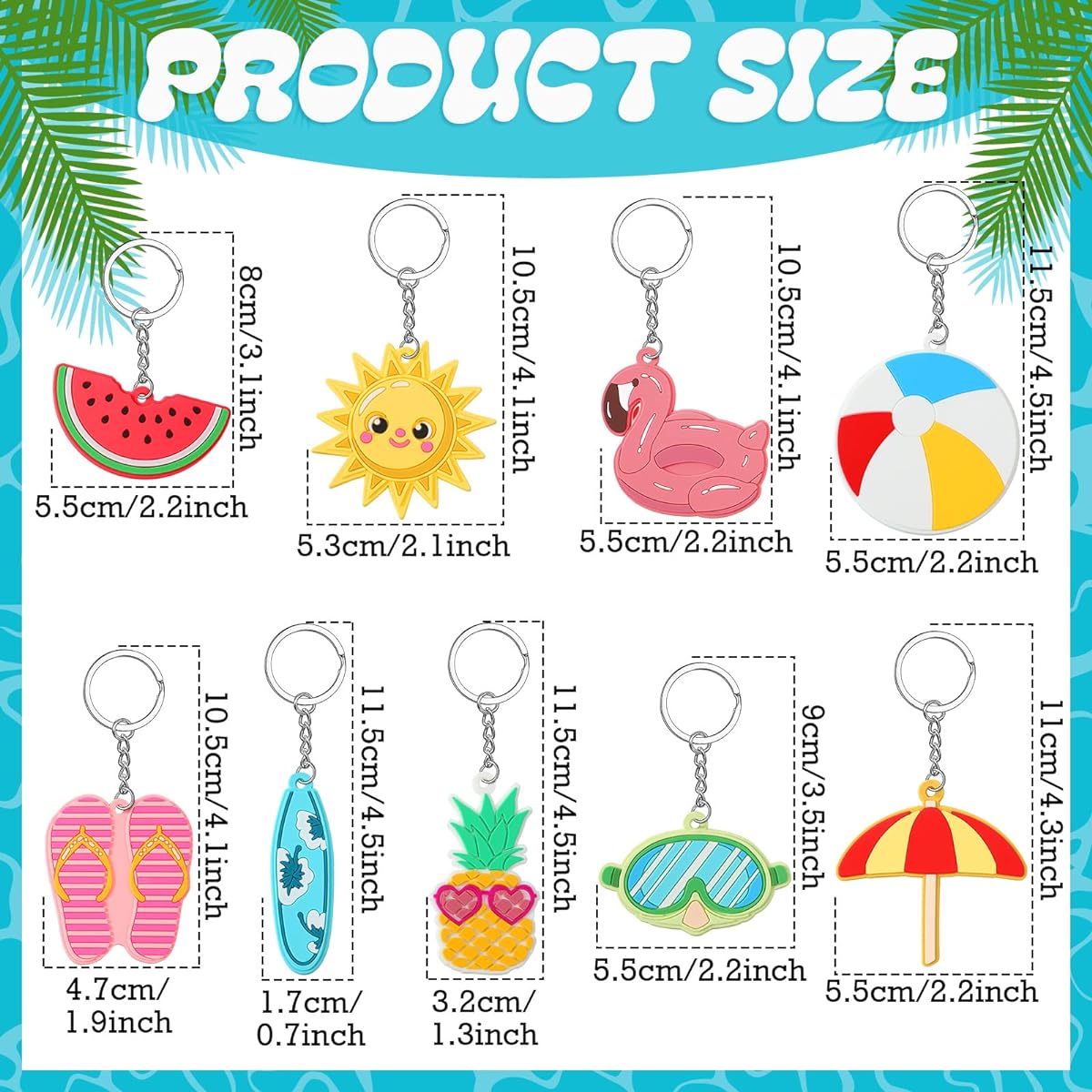 Pool Party Keychains 36 Pieces Pool Summer Beach Kids Keychains Keyrings Pool Party Favors Kids Adults Party Favors Backpack Wallet Luggage Luau Beach Pool Party 9 Different Styles
