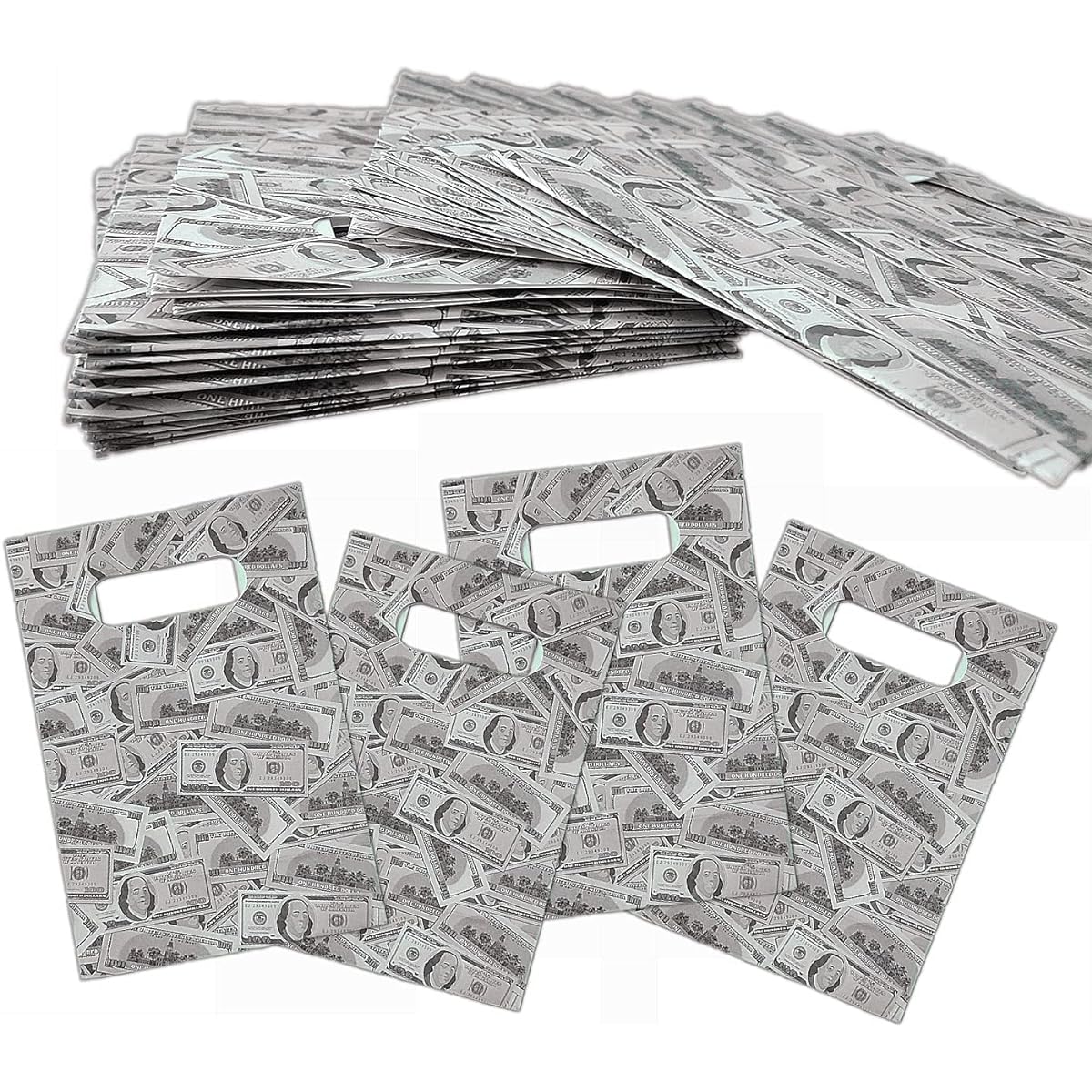 Money Theme Party Bags 20 Pieces $100 Cash Bills Dollar Goodies Sweets Gift Paper Bags Birthday Party Favor Bags for Money Wedding Anniversary Casino Hen Party Bachelorette Retirement Party Supplies