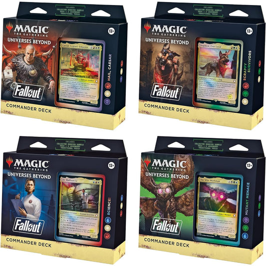 Magic The Gathering Fallout Commander Deck Set - All 4 Decks (1 Hail Caesar, 1 Scrappy Survivor, 1 Science, 1 Mutant Menace)