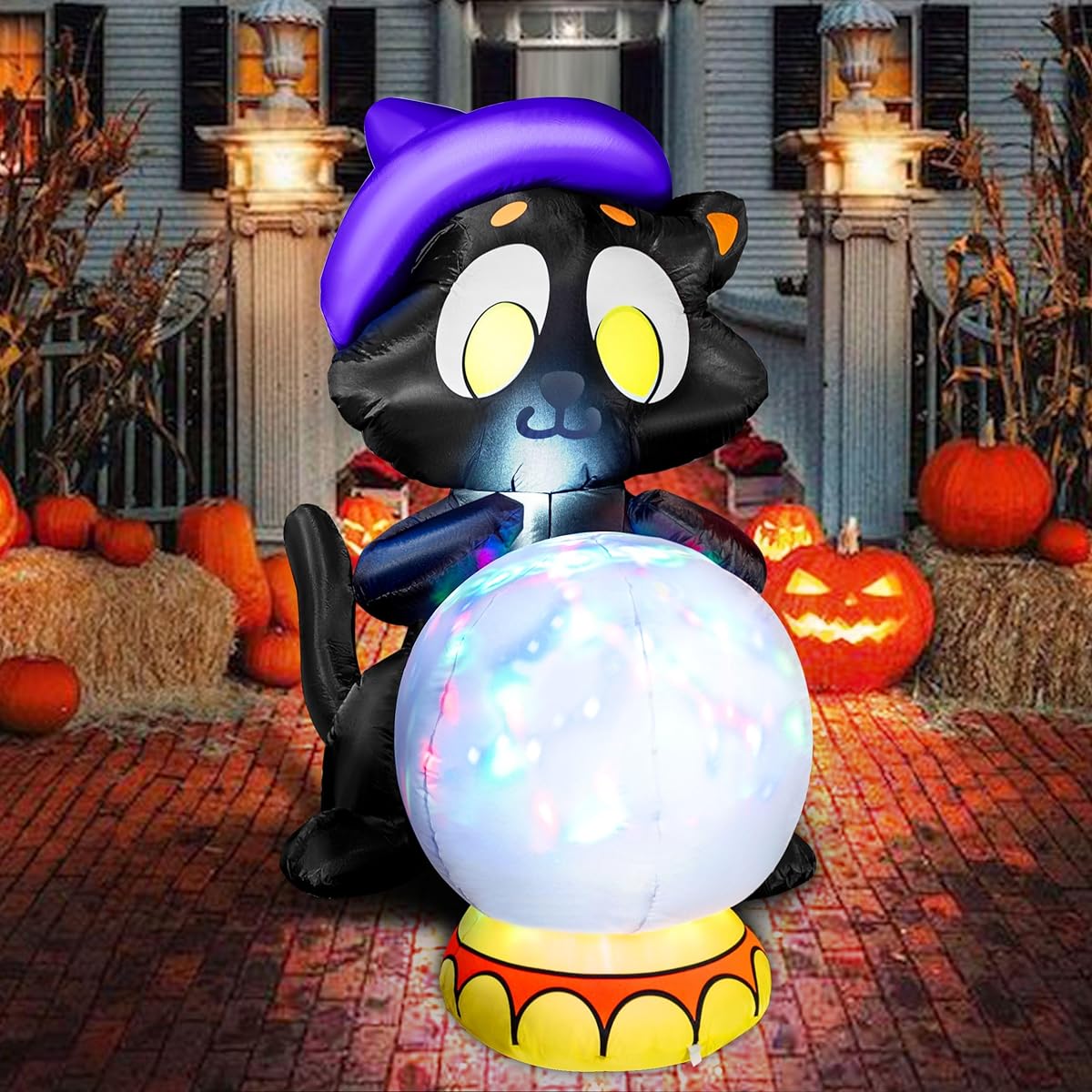 Joiedomi 5ft Tall Halloween Inflatable Yard Decorations with Projection Lights, Fortune Telling Evil Cat, Blow Up Decorations with Built-in LEDs for Halloween Party Outdoor Yard Lawn Decorations