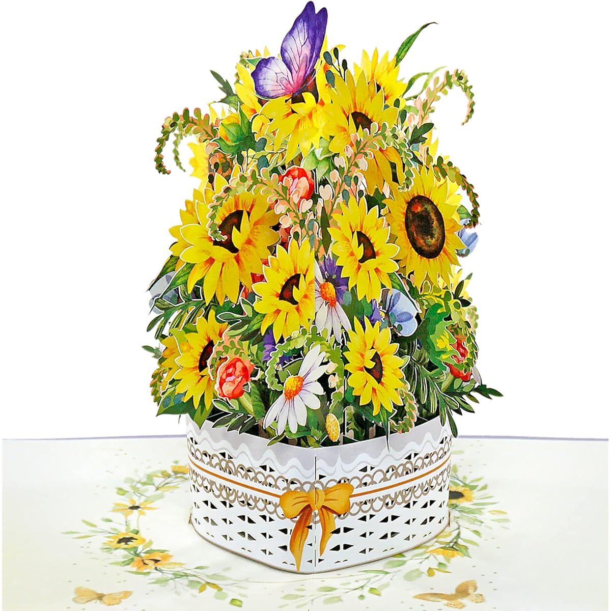 CUTPOPUP Mother's Day Card Pop Up, Birthday 3D Greeting Card (Sunflowers White Vase)