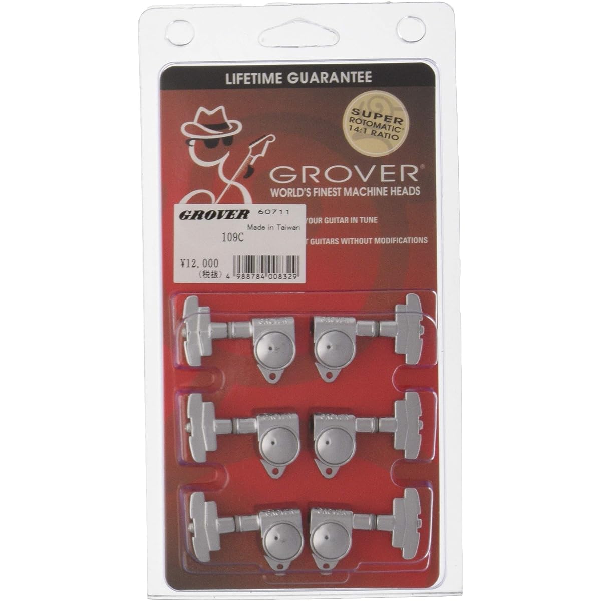 [Domestic regular import product] GROVER Guitar pegs 109C 6 piece set for 3:3 Chrome