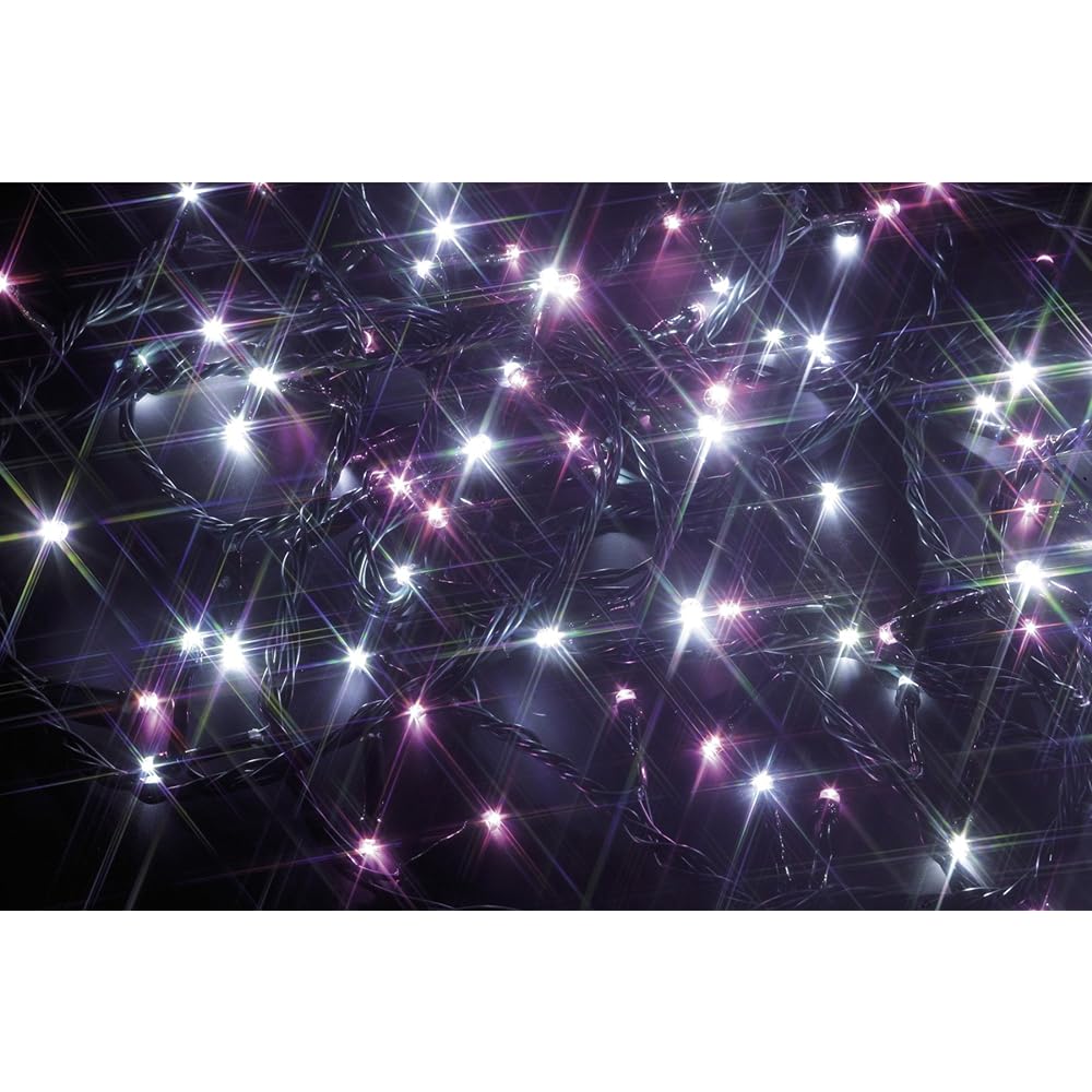 Takasho Garden Light Illumination Straight 100 Bulbs White & Pink Total Length: Approx. 11.8m Outdoor Indirect Lighting Waterproof Warm Light PVC Resin LIT-ST100WP