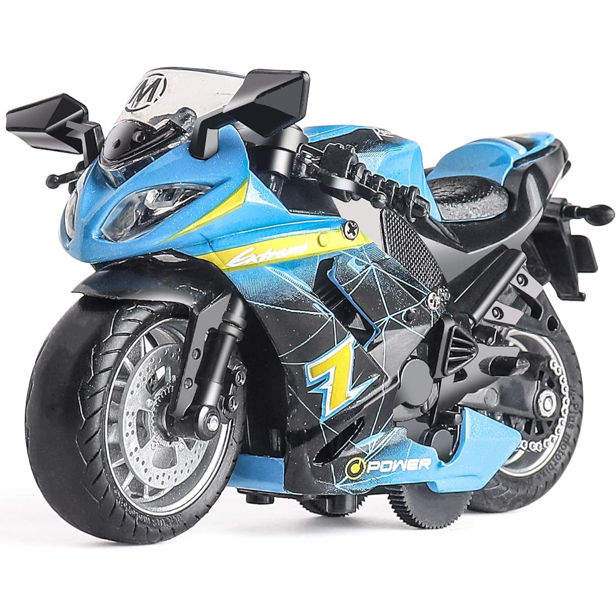 MING YING 66 Toy Motorcycle - Pull Back Toy Car with Sound and Light Toys, Toy Motorcycle for Boys, Toys for Boys Ages 3-9 (Blue)