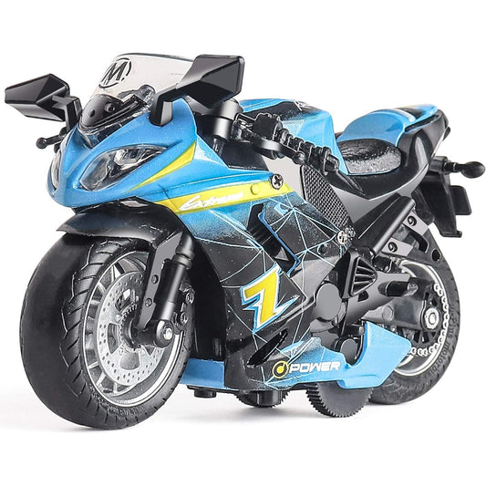MING YING 66 Toy Motorcycle - Pull Back Toy Car with Sound and Light Toys, Toy Motorcycle for Boys, Toys for Boys Ages 3-9 (Blue)
