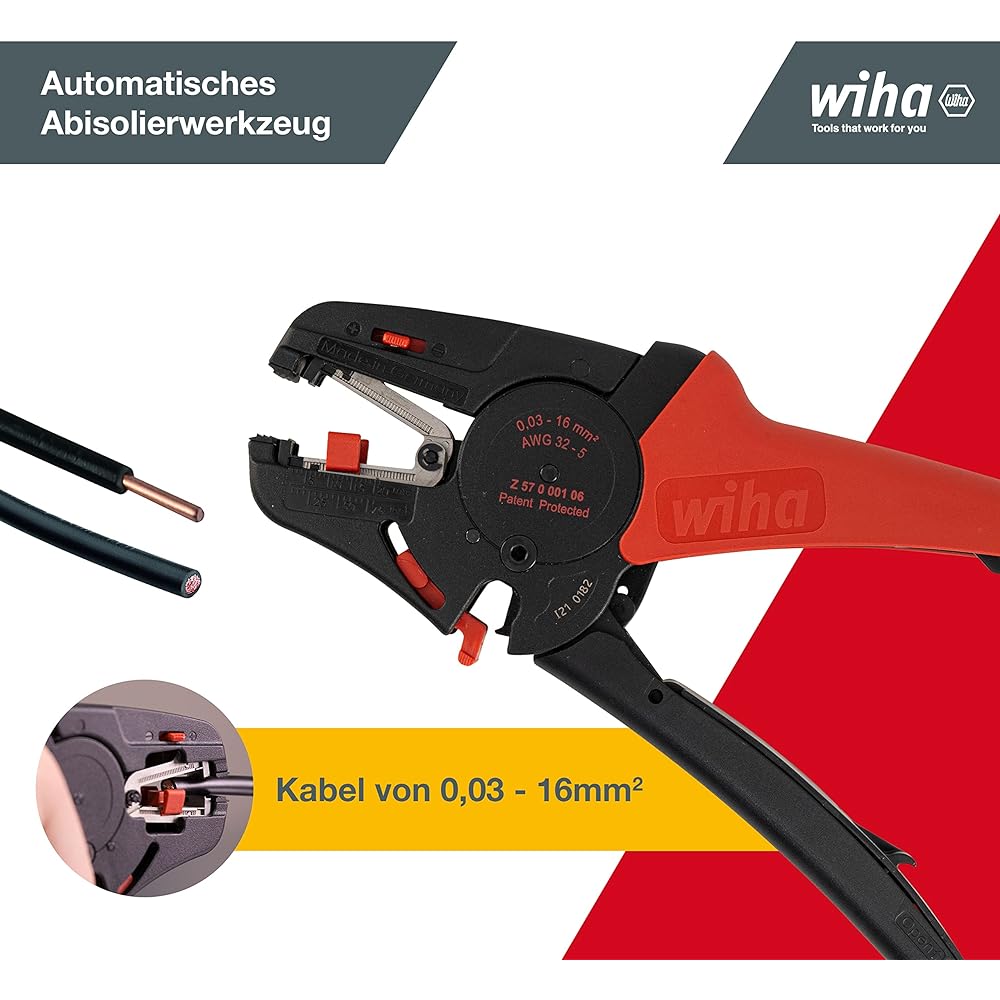wiha automatic wire stripper (up to 16mm2) 200mm HRZ206STA200