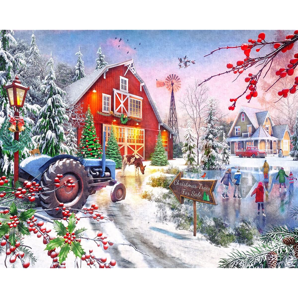 Vermont Christmas Company Christmas Skater Jigsaw Puzzle 1000 Piece