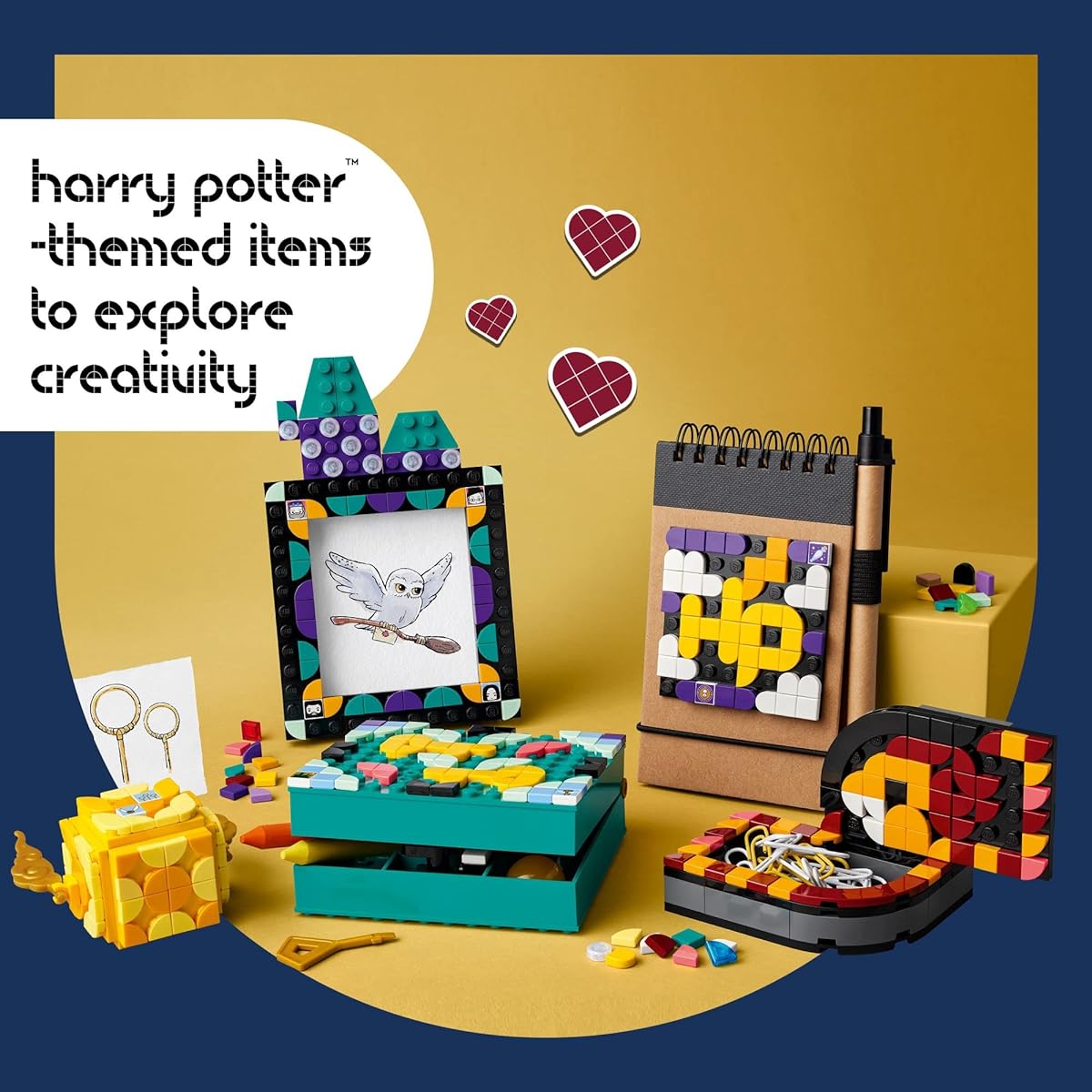 LEGO DOTS Hogwarts Desktop Kit 41811 DIY Harry Potter Back to School Accessories and Supplies Desk Decor Items and Patch Stickers Craft Toy Perfect Easter Gift for Kids