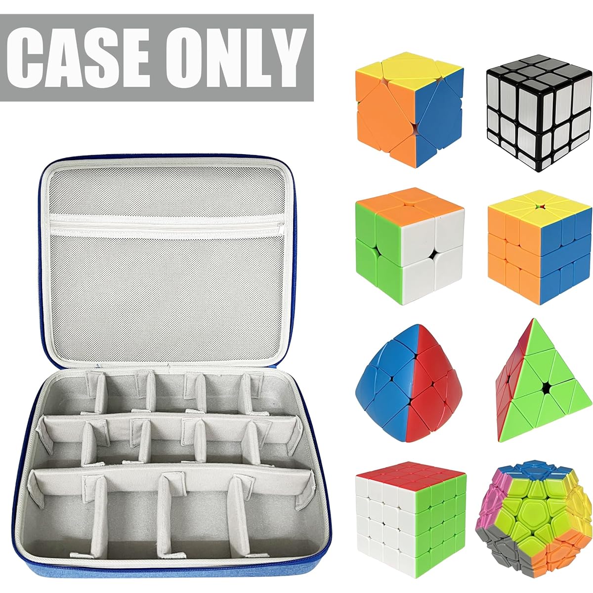 LeoTube Speed Cube Hard EVA Case Bag for Shashibo/Rubik's/Jurnwey/Roxenda Brain Teaser Fidget Toy Storage Travel Holder for Cube Puzzle Travel Game (Case Only) (Blue)