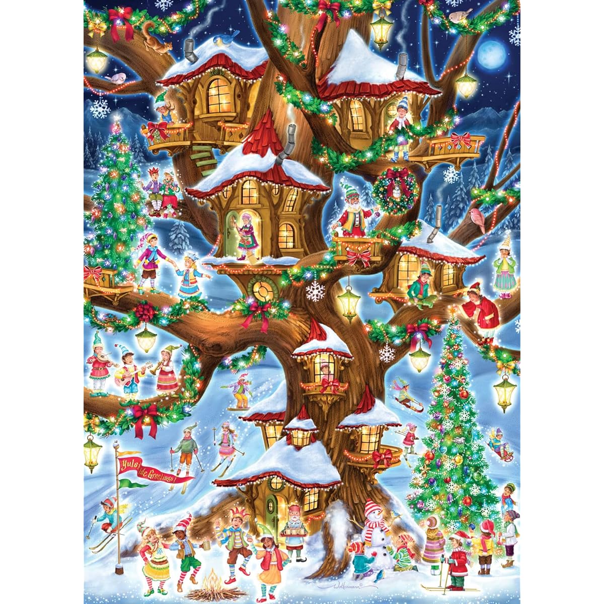 Vermont Christmas Company Elves Treehouse Jigsaw Puzzle 1000 Pieces