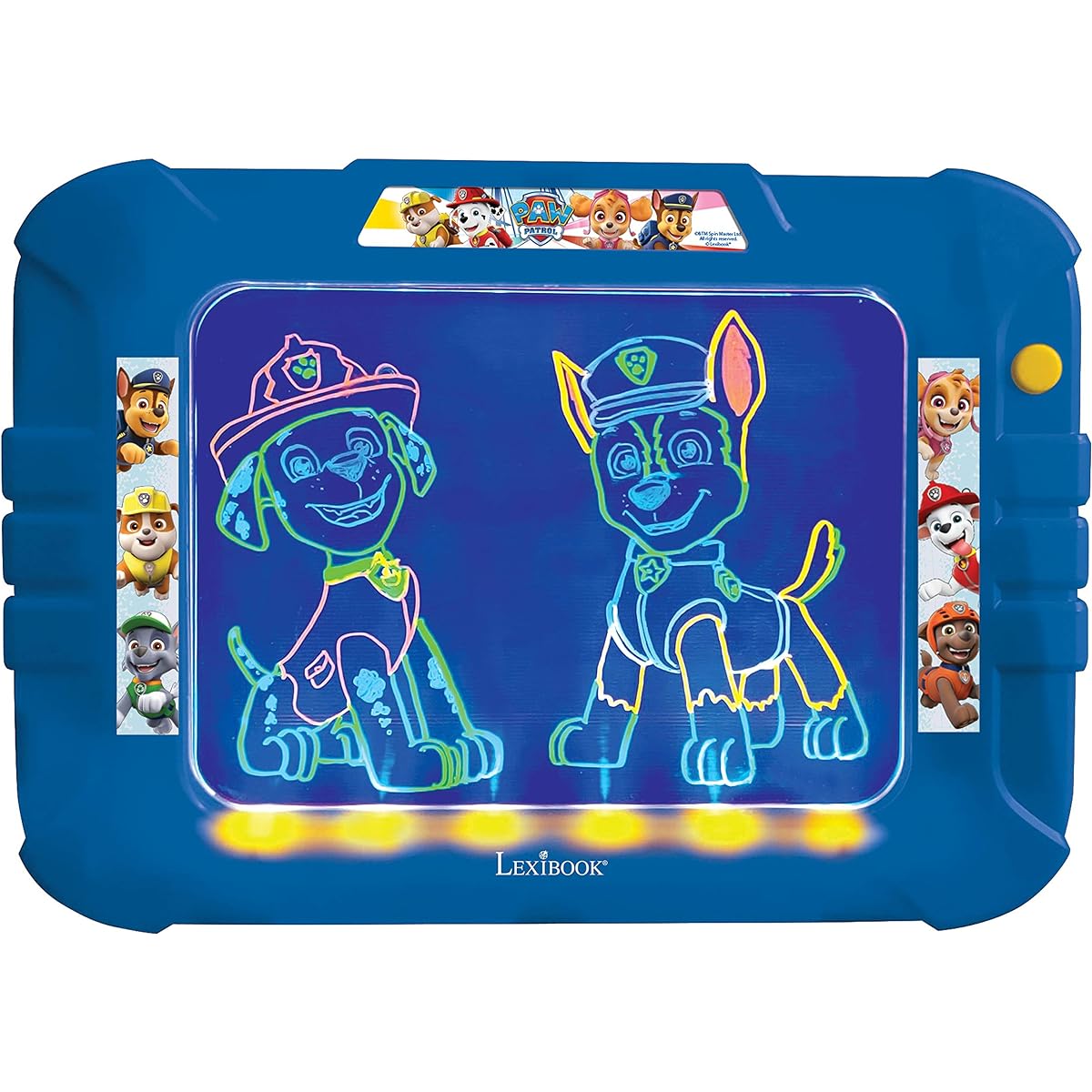 LEXiBOOK Paw Patrol Neon Electronic Drawing Board Artistic and Creative Toy for Girls and Boys with Cleaning Cloth and Markers Red/Blue CRNEOPA