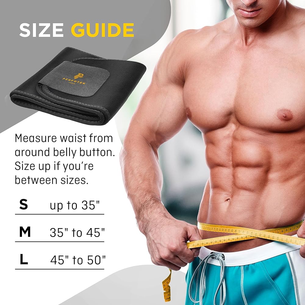 Perfotek Waist Trimmer Belt Sweat Wrap Lower Back and Waist Support Sauna Suit Effect Abdominal Trainer