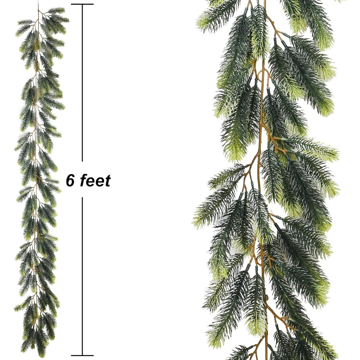 Lvydec Christmas Pine Garland Decorations, 6ft Christmas Green Garland, Realistic Pine Garland, Artificial Cypress Garland for Holiday Mantel Fireplace Decor