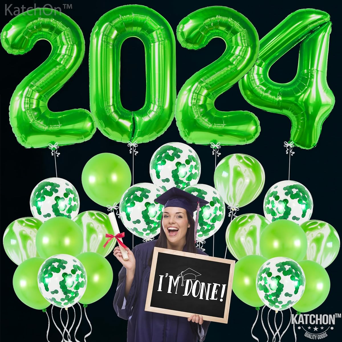 Green 2020 Balloon Decorations - Green Confetti Balloons | New Year's Eve Party Supplies 2020 | Green Graduation Party Supplies 2020 | New Year's Eve Decorations | Graduation Balloons