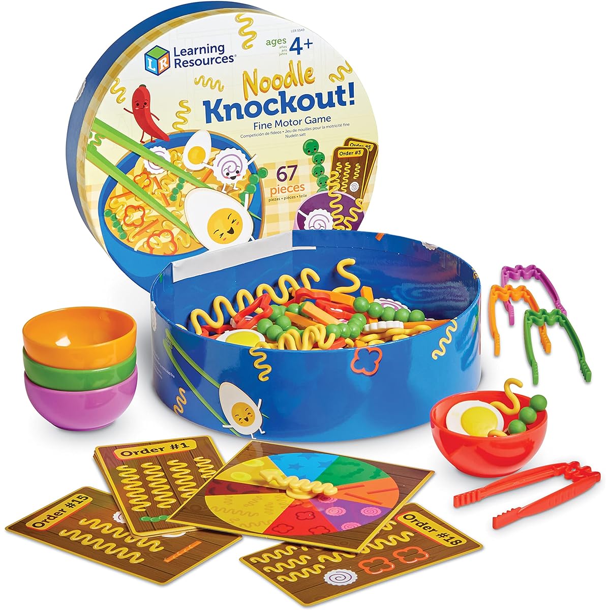 Learning Resources Noodle Knockout Fine Motor Game, Fine Motor Skills Toy, 67 Pieces, Ages 4+