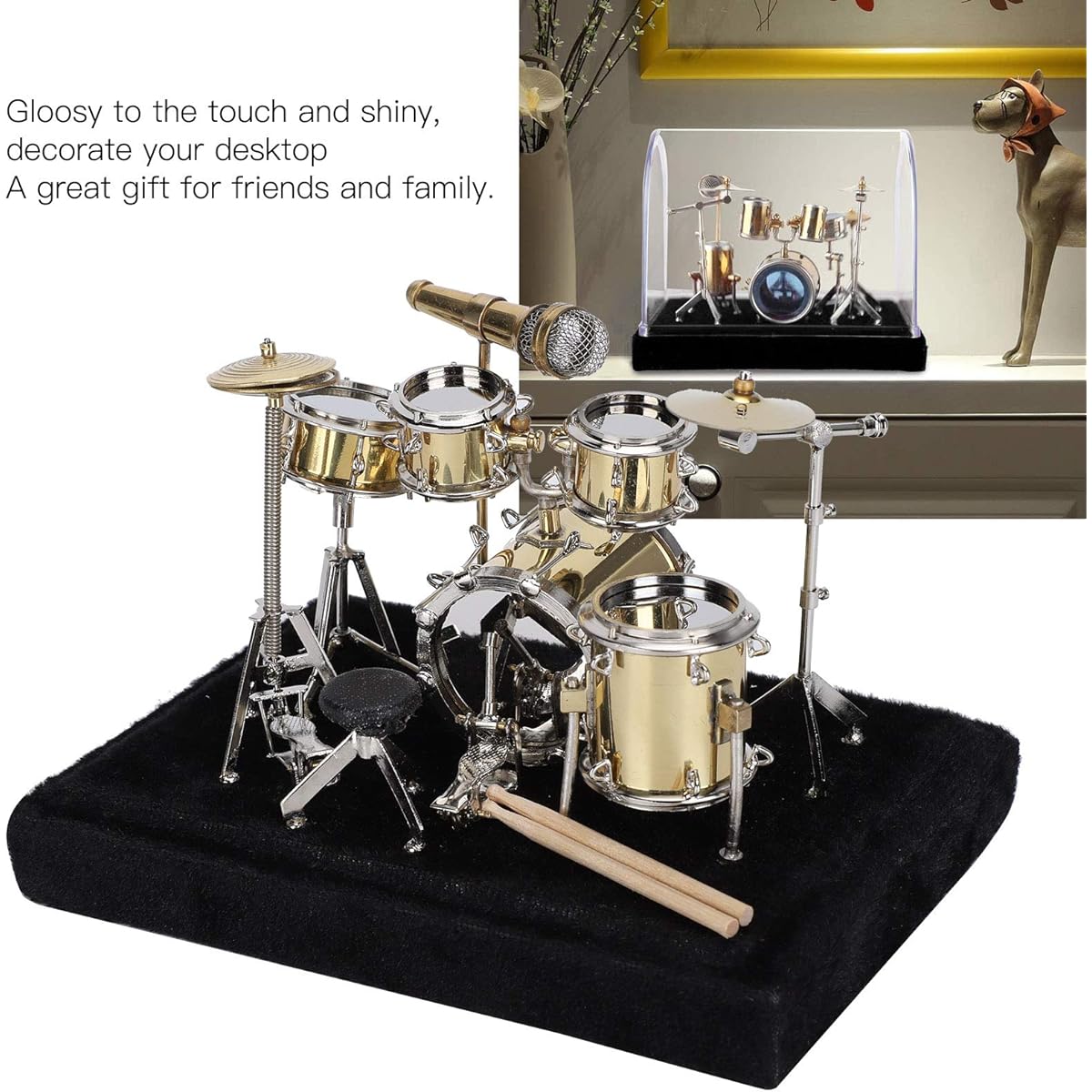 Pssopp Mini Drum Model Miniature Musical Instrument Drum Set Model Display Desktop Musical Instrument Decoration Home Decoration