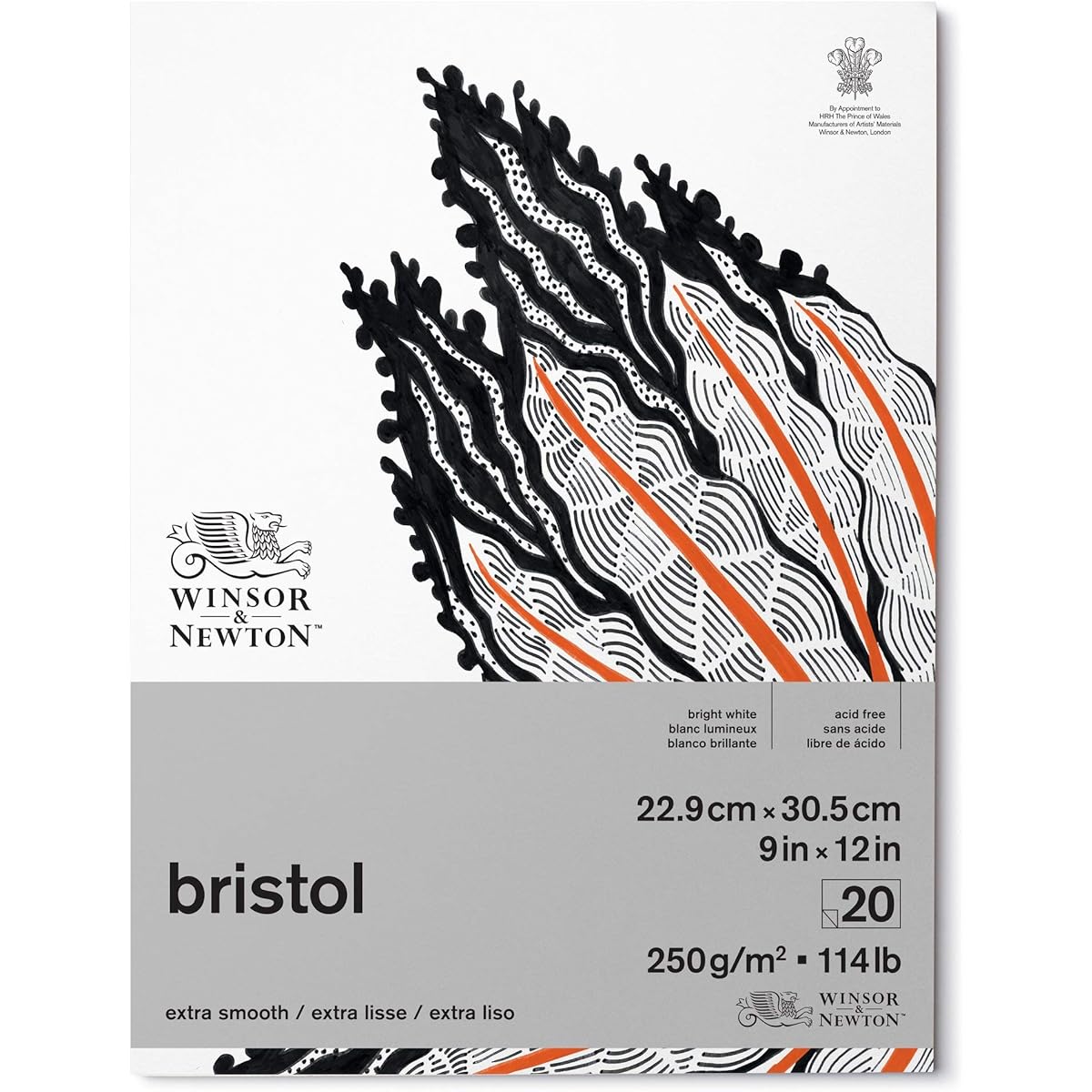 Winsor & Newton Bristol Paper Pad 9"X12"-250gsm, 20 Sheets -6661548