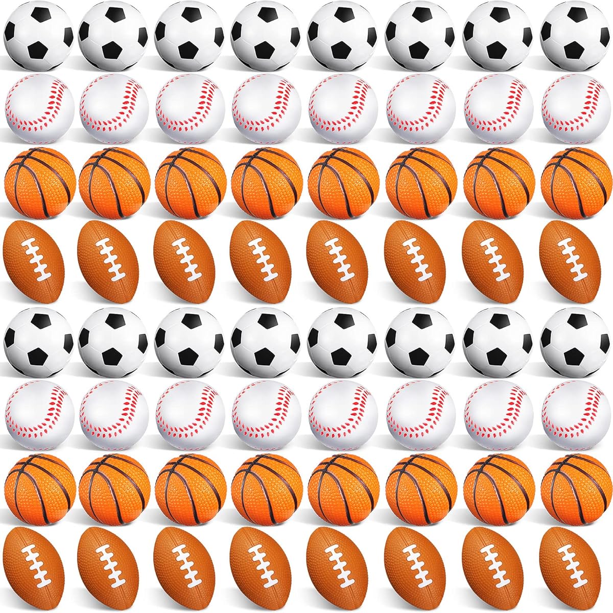 100pcs Bouncy Foam Balls Sports Foam Stress Balls Mini Sports Balls Basketball Soccer Baseball Sports Party Favors Mini Football Party Favors