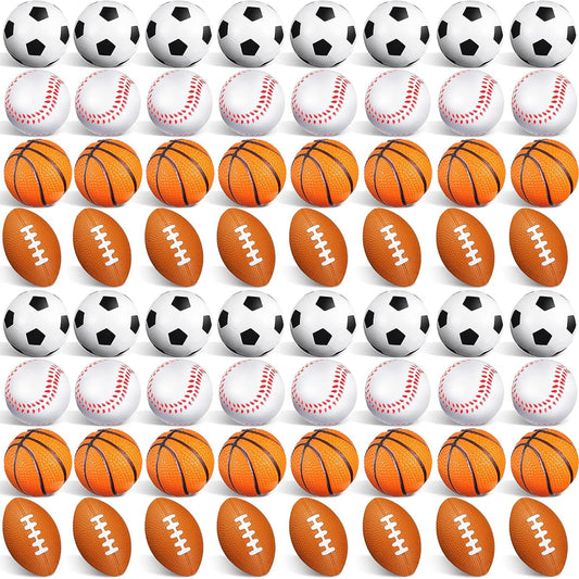 100pcs Bouncy Foam Balls Sports Foam Stress Balls Mini Sports Balls Basketball Soccer Baseball Sports Party Favors Mini Football Party Favors