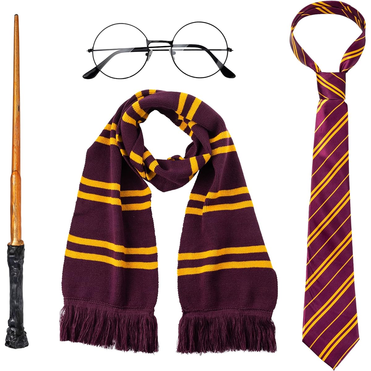 Spooktacular Creations Wizard Costume Accessories Set with Glasses, Tie, Wand and Scarf