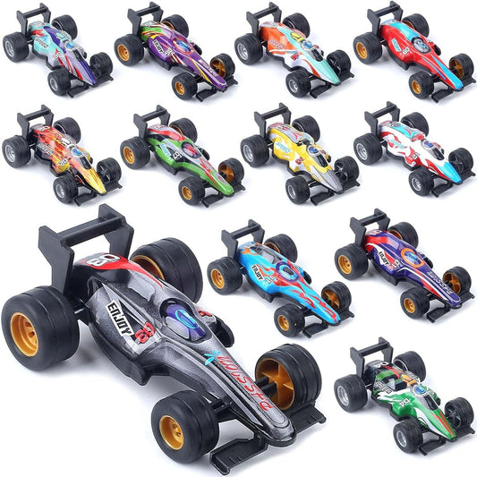 F1 Formula Pull Back Car Toy Model Set 12 Pack Matchbox Mini Race Car Wind Up Vehicles for Toddlers Kids Ages 2 3 4 5 6 7 8 Boys and Girls Birthday Party Easter Gifts
