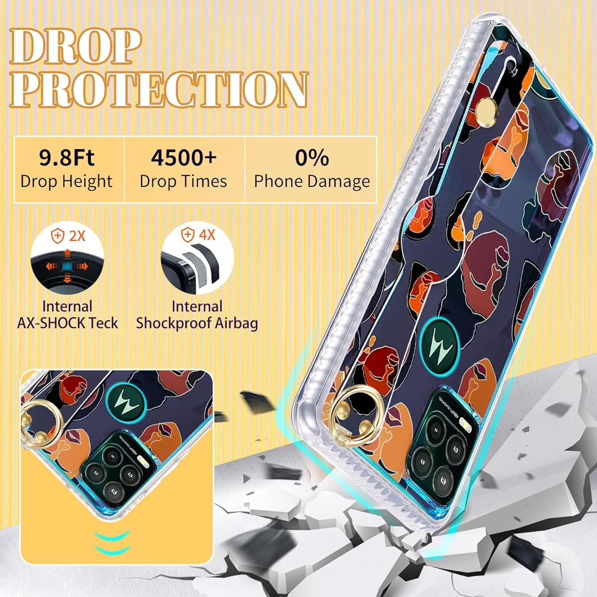 LISEVO (2 in 1) African American Face Line Wrist Strap Case for iPhone 11 6.1 Inch, Cute Aesthetic Design Loop Women Designer Case Hand Strap Girls Handle Finger Loop Phone Case + Strap for iPhone 11