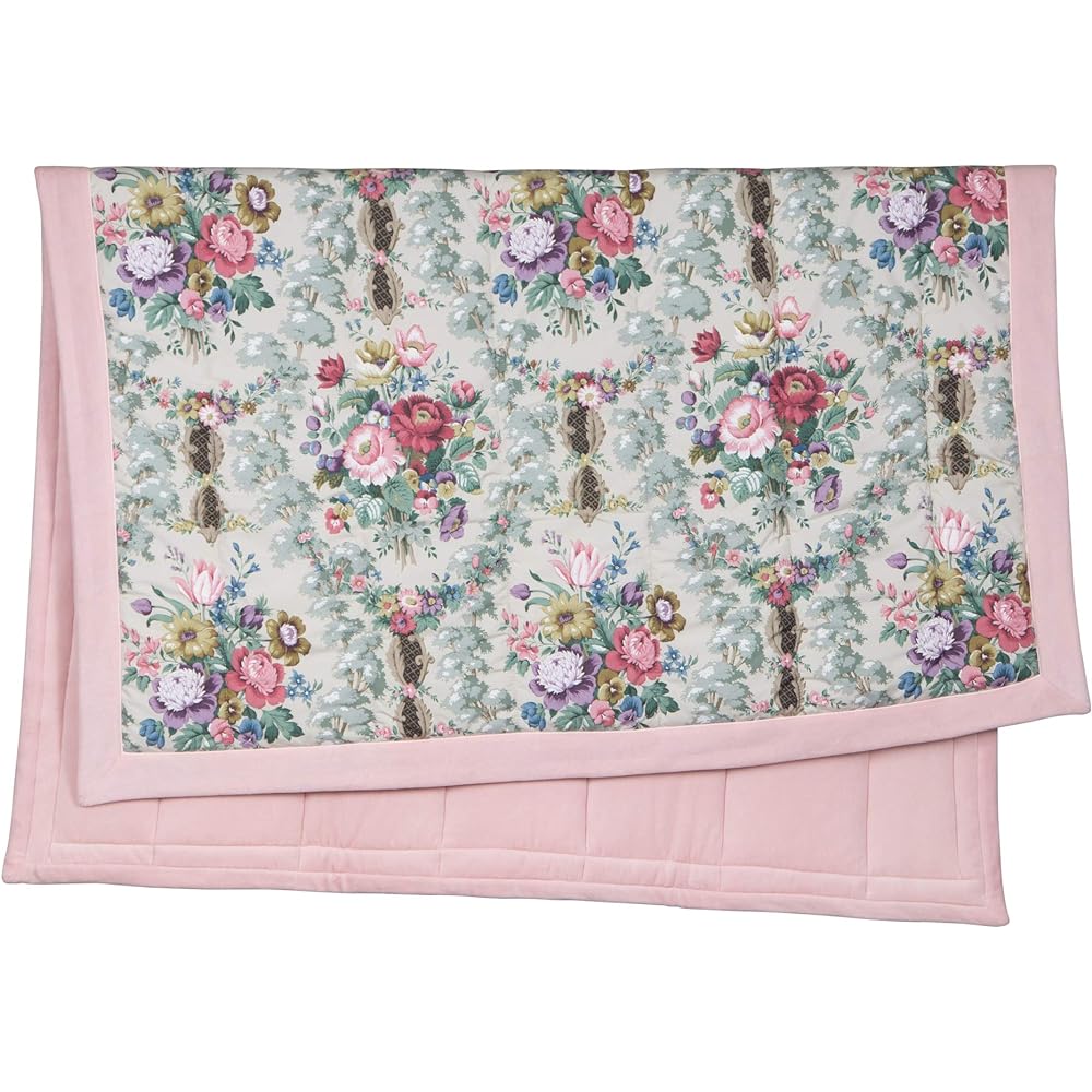nishikawa [Nishikawa] Sanderson Quilt Blanket 140X190cm Washable Rose Chateau Pattern Soft Pile Fabric No seams around the neck for a gentle fit Smooth and absorbent Classic Floral Pattern Washable Synthetic Skin Comforter Pink FR03123004