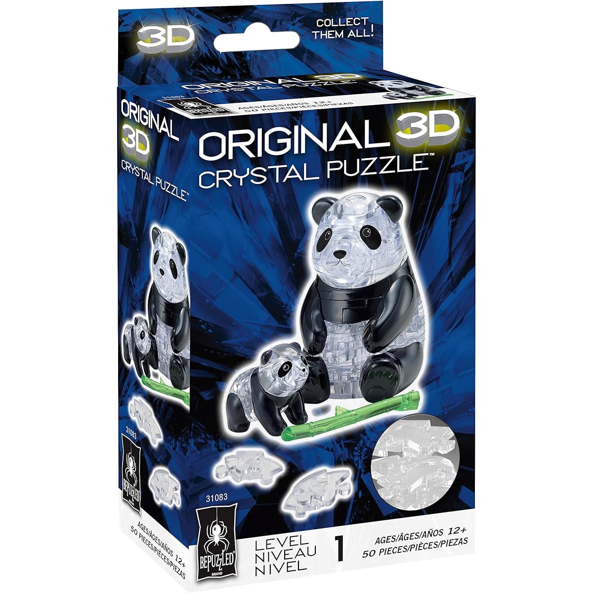 BePuzzled | Panda and Baby Original 3D Crystal Puzzle for ages 12 and up