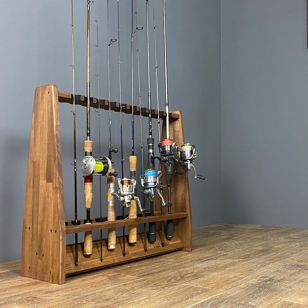 WOOD WORKS Made in Japan Rod stand for 19 rods on both sides Body [Brown] Felt [Black]