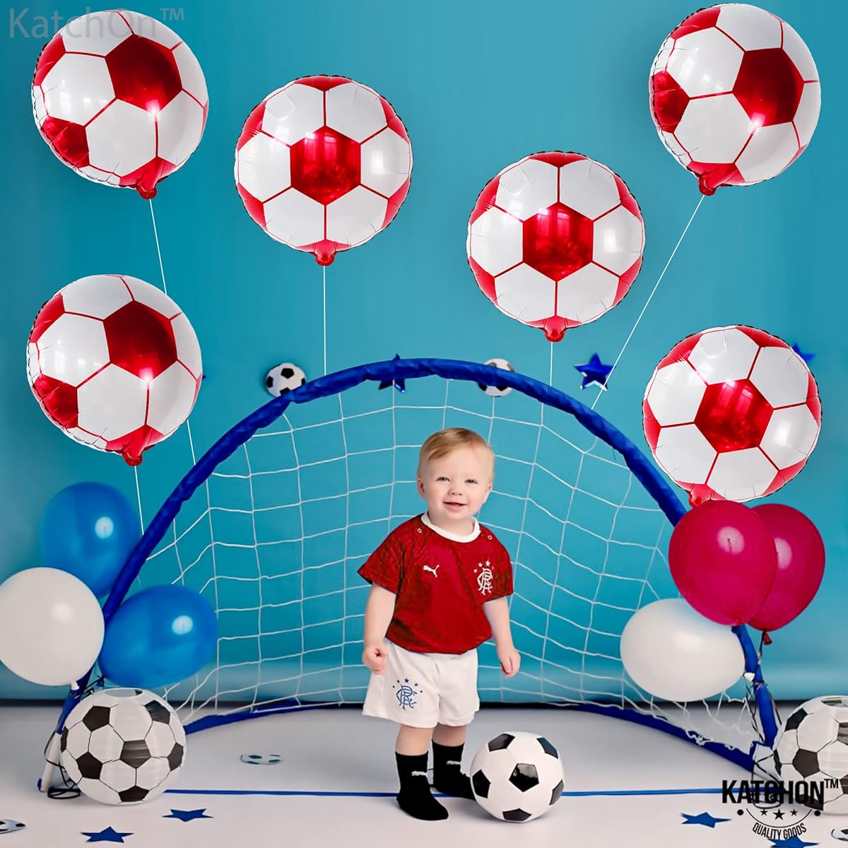 Red soccer foil balloons, pack of 6