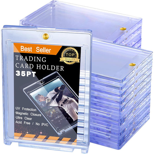 50 Pieces Magnetic Card Holders for Trading Cards, 35Pt Hard Card Cases Card Protectors Standard Size Baseball Football Sports Game Cards Storage Display