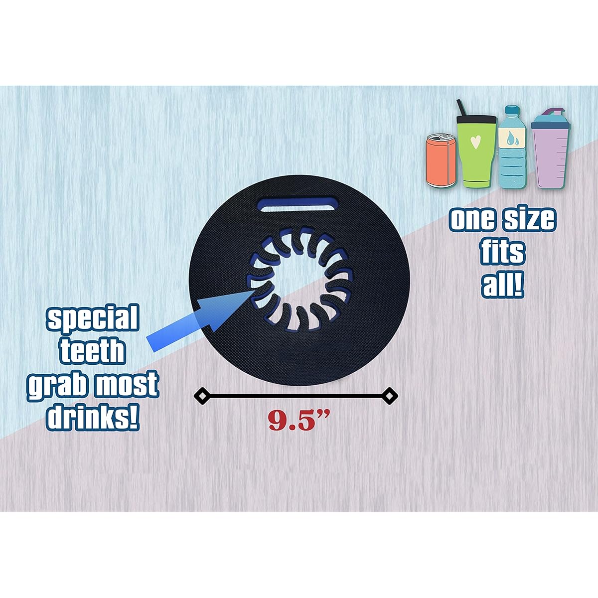 Polar Whale Universal Tumbler Holder 4 Pieces Floating Blue and Black Drink Float Pool Beach Durable Foam 9.5" Fits 16-30oz Tumblers Compatible with YETI Ozark Trail RTIC One Size Fits Most