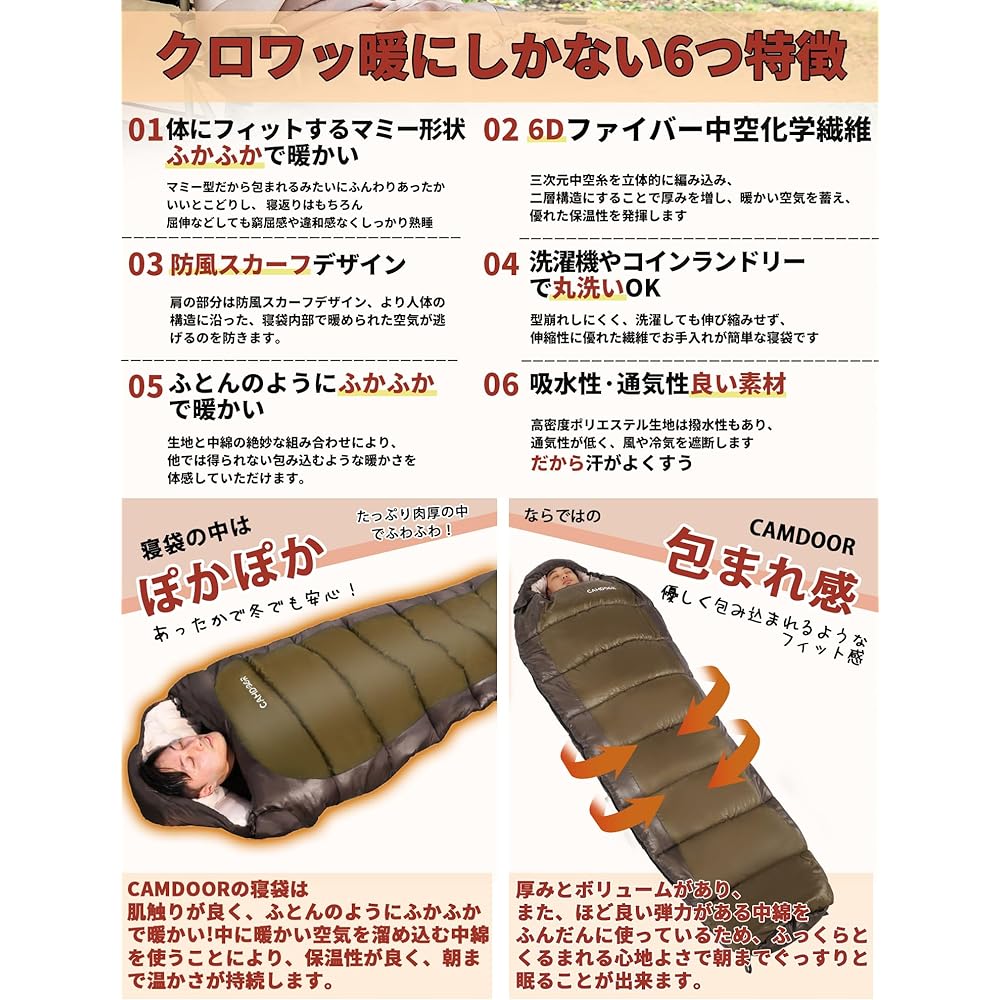 Mummy Sleeping Bag for Winter (Shoulder Warmer Included, 230T Waterproof) Sleeping Bag, For Winter, Camdoor Mummy Sleeping Bag, For Autumn and Winter, 4.0 lbs (1.8 kg), Total Weight: 4.0 lbs (18 kg),