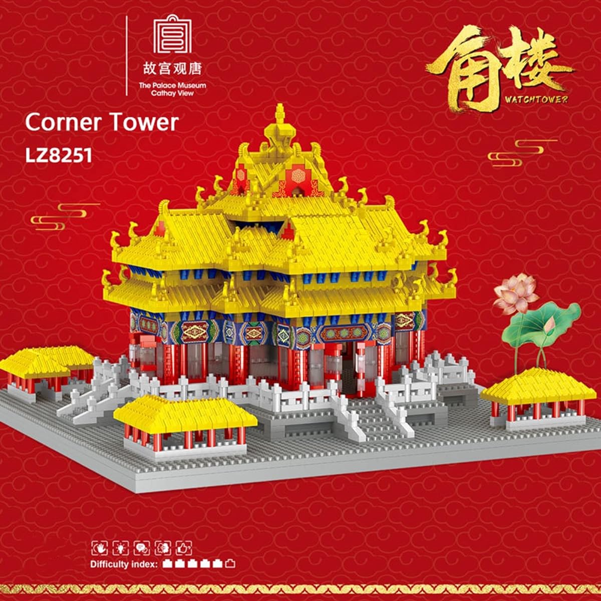 Building Block Set Forbidden City Corner Tower, World Famous Architecture Building Blocks Model Kit, Creative Construction Toys, Gifts for Adults and Kids 3740 pcs