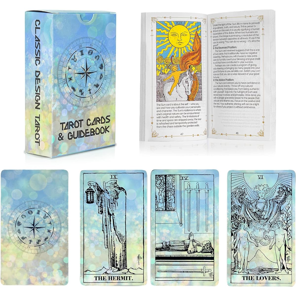 SPIRITDUST Tarot Card Deck with Guidebook, 78 Original Tarot Cards with Booklet for Beginners and Professional Readers, Fortune Telling Card Game Blue