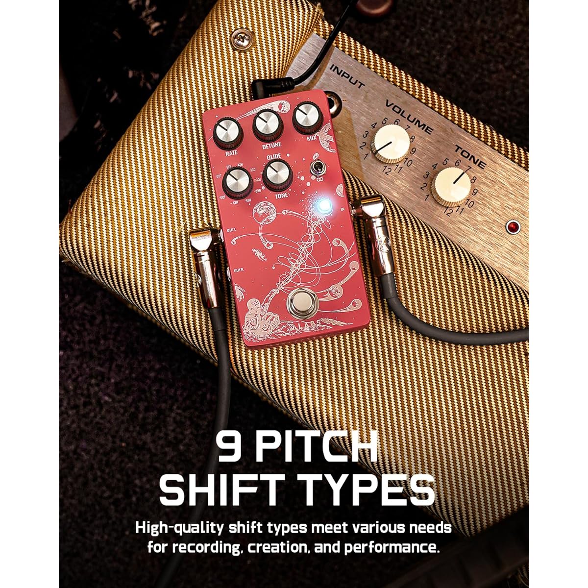 ALABS Octave Guitar Effector Pedal 9 Modes Octave Pitch Shifter Pedal (ORBITAL)