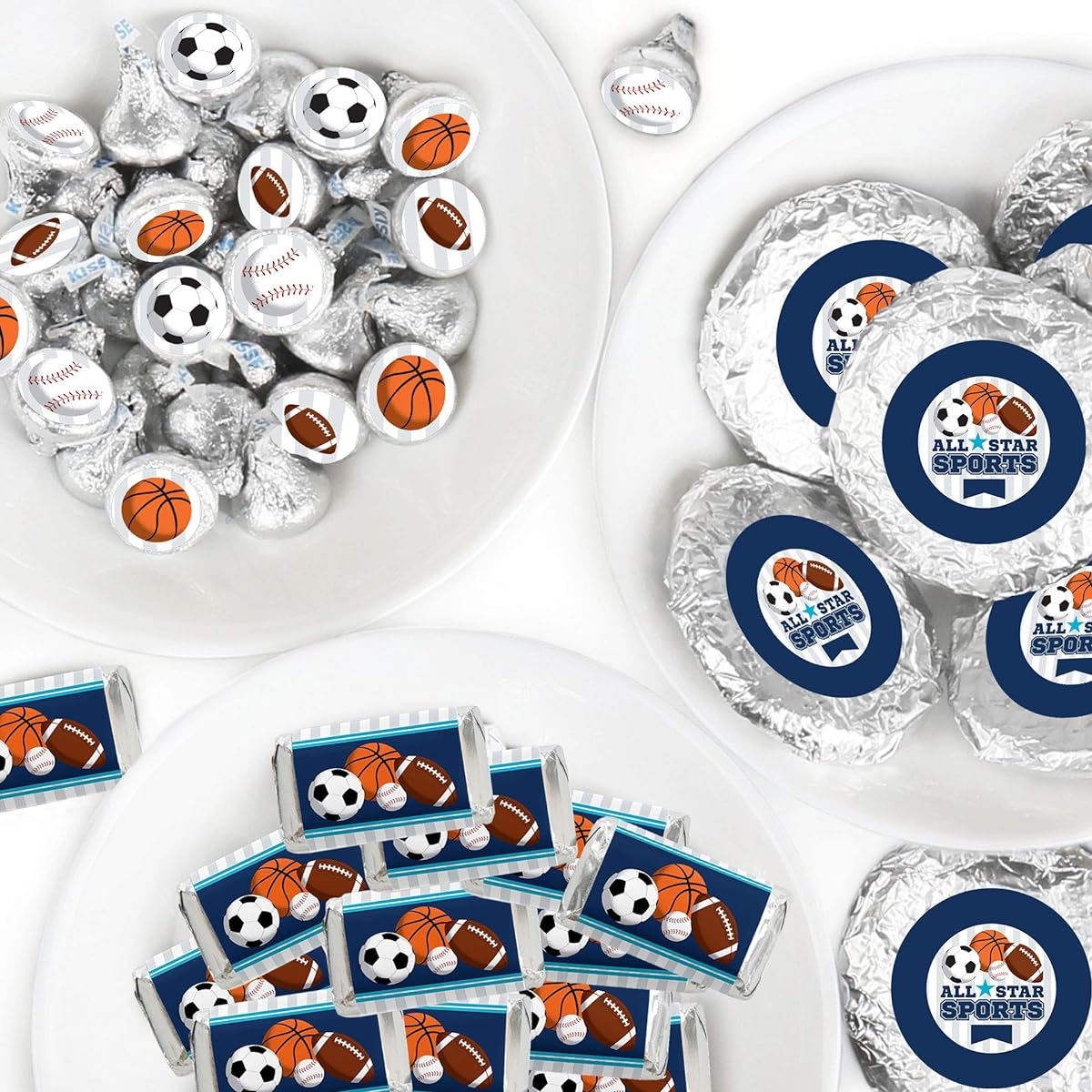 Big Dot of Happiness Go, Fight, Win - Sports - Mini Candy Bar Wrappers, Round Candy Stickers and Circle Stickers - Baby Shower or Birthday Party Candy Favors Sticker Kit - 304 Pieces