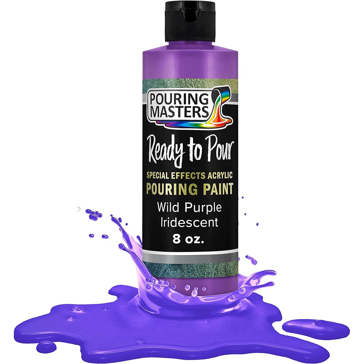 Pouring Masters Wild Purple Iridescent Special Effects Pouring Paint 8oz Bottle Acrylic Ready to Pour on Canvas, Wood, Paper, Crafts, Tile, Rocks and More