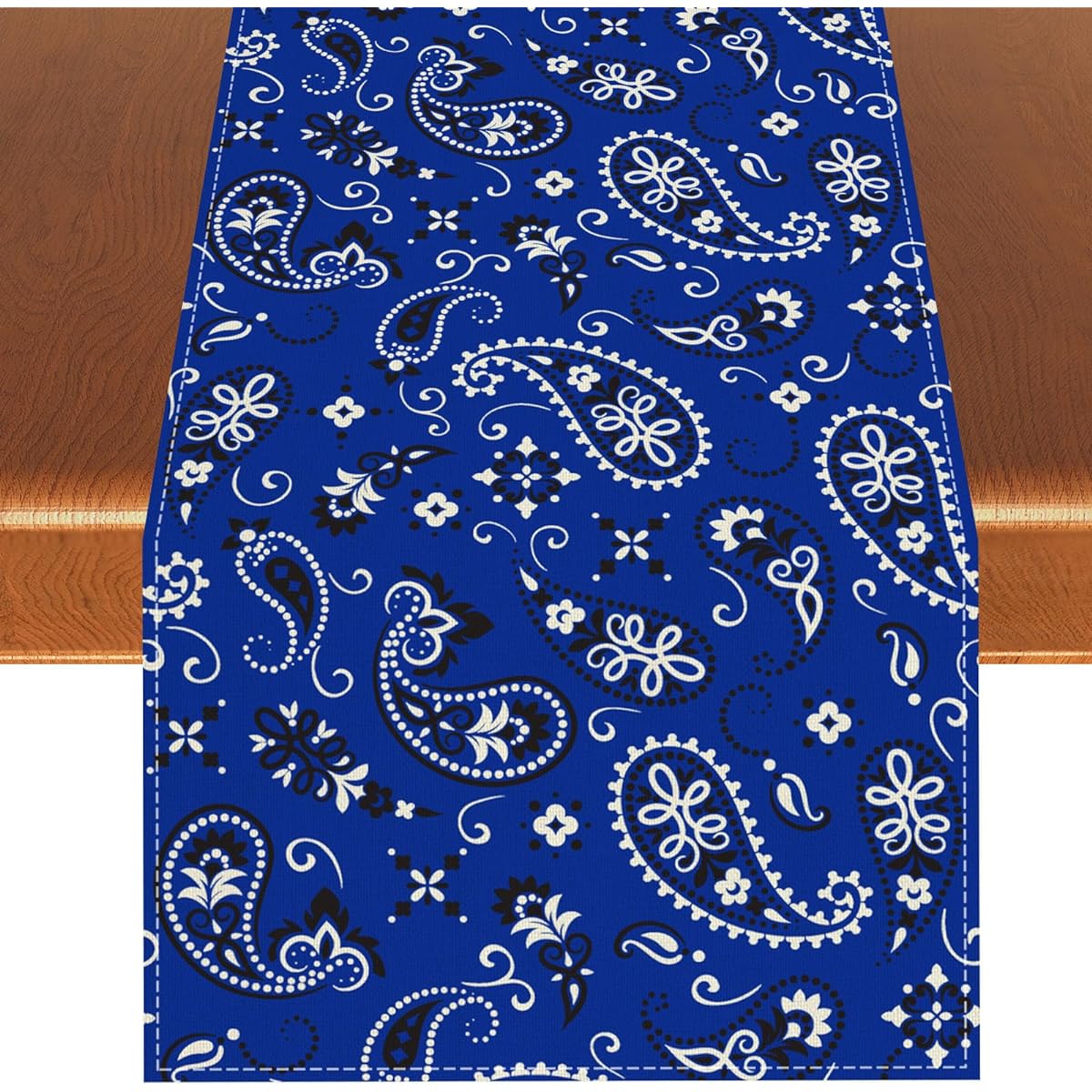 Rvsticty Linen Western Party Table Runner, Paisley Tablecloth, Rodeo Party Decor, Cowboy Birthday Decor, Western Birthday Party Decorations and Supplies for Home Party Table, 13x72 Inch