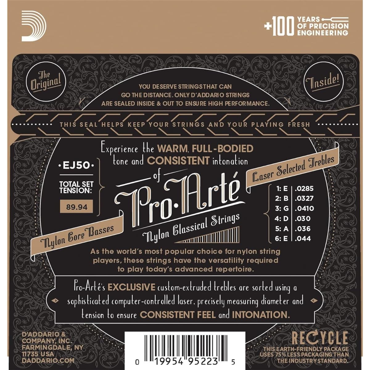 D'Addario Classical Guitar Strings Pro Arte Silver/Black Hard EJ50 x 10 Set [Domestic Genuine Product]