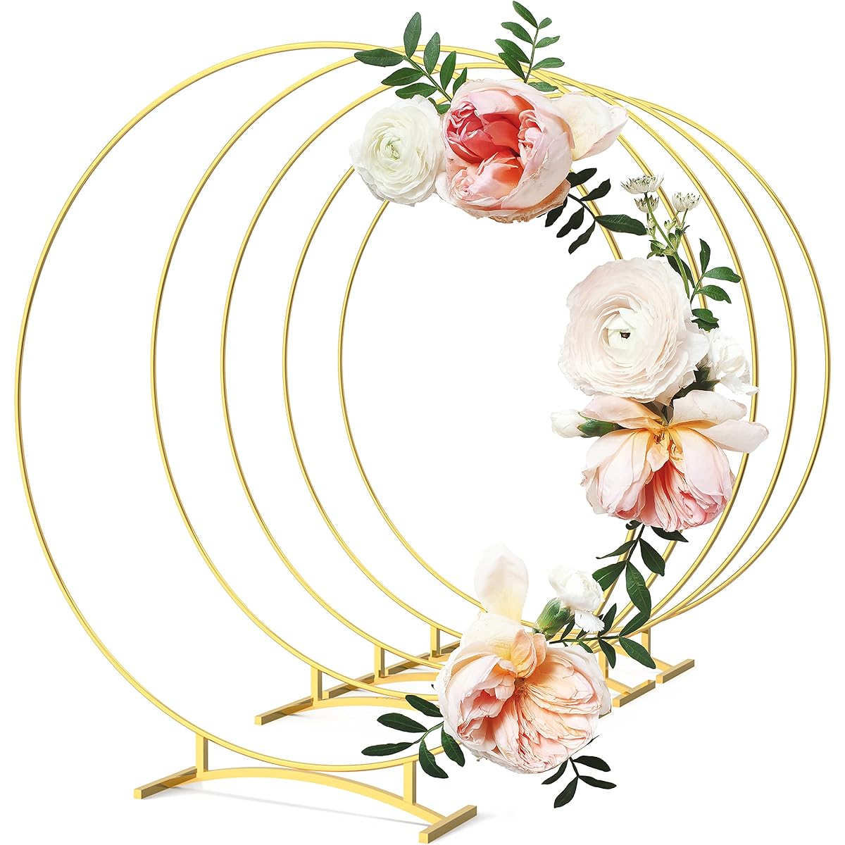 Sntieecr 5Pcs 12 Inch Metal Floral Hoop Centerpieces for Tables Metal Gold Riesling One Piece Stand Table Decorations Centerpieces for DIY Wedding Table Decorations Party Decorations